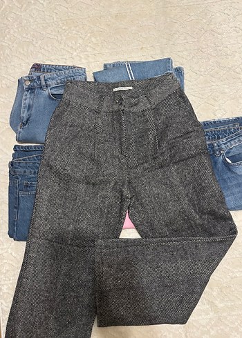 Gri kışlık yün pantolon - Görsel 3