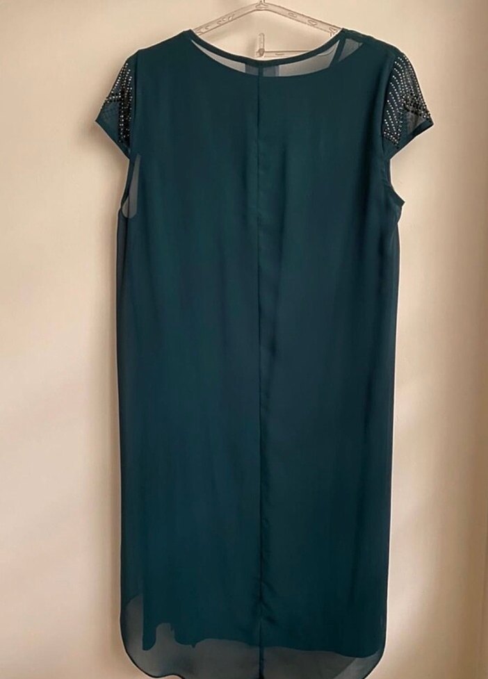 Turkuaz Çıkarılabilir Tüllü Elbise - Görsel 2