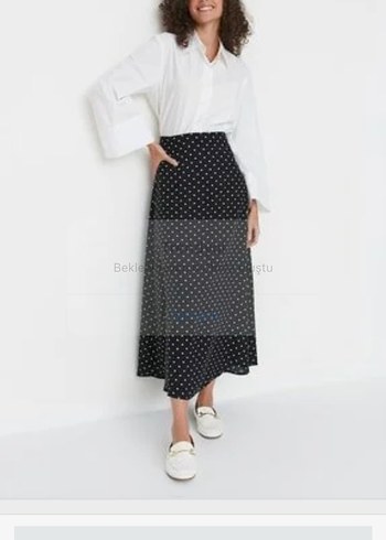 trendyol modest Puantiyeli Uzun Etek