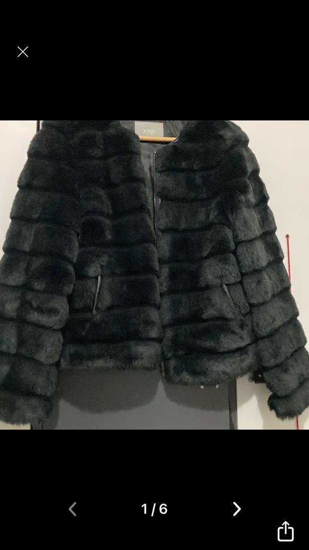 Siyah Kadın Kürk Detaylı Mont - Görsel 2