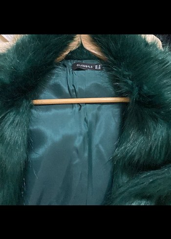 Kadın Koyu Yeşil Uzun Peluş Kürk - Görsel 3