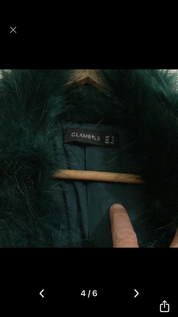 Kadın Koyu Yeşil Uzun Peluş Kürk - Görsel 5