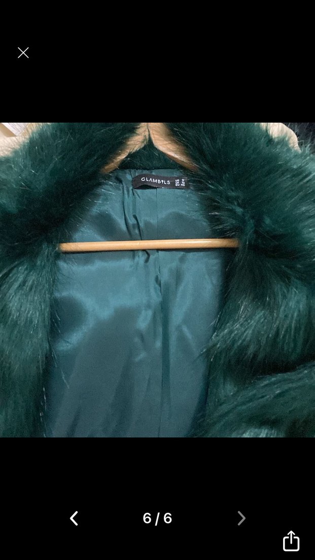 Kadın Koyu Yeşil Uzun Peluş Kürk - Görsel 3