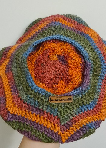 Renkli Örgü Bohem Kadın Ressam Şapkası/Bere - Görsel 2