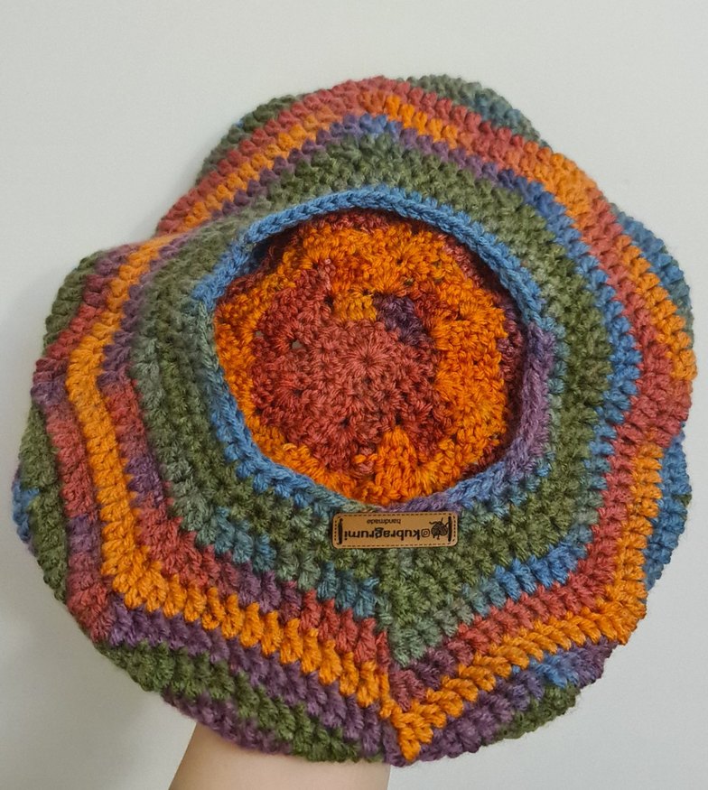 Renkli Örgü Bohem Kadın Ressam Şapkası/Bere - Görsel 2