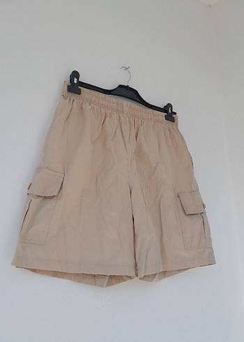 xl Beden camel Renk Vintage Kargo Bol Kesim Bej Şort