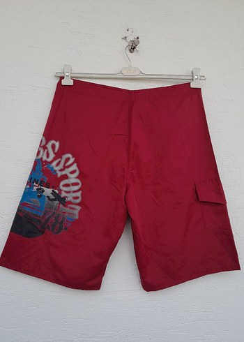 Vintage Desenli Bol Kesim Deniz Şort - Görsel 4