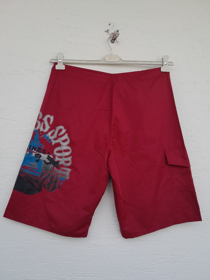 Vintage Desenli Bol Kesim Deniz Şort - Görsel 4