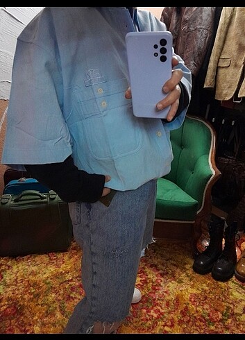 xxl Beden mavi Renk Orjinal Camel Active Kısa Kollu Oversize Mavi Gömlek