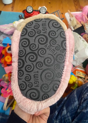 Pembe Nakışlı Kız Çocuk Peluş Terlik - Görsel 4