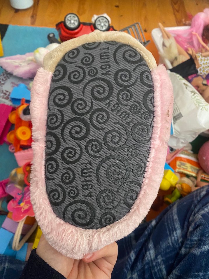 Pembe Nakışlı Kız Çocuk Peluş Terlik - Görsel 4