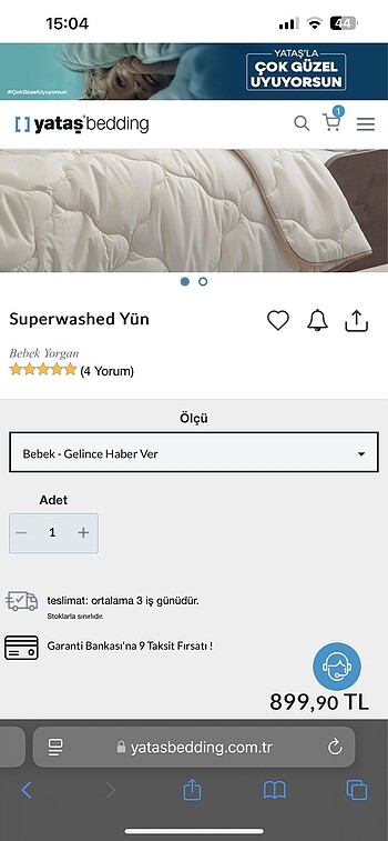 Yataş Yataş yün bebek yorganı