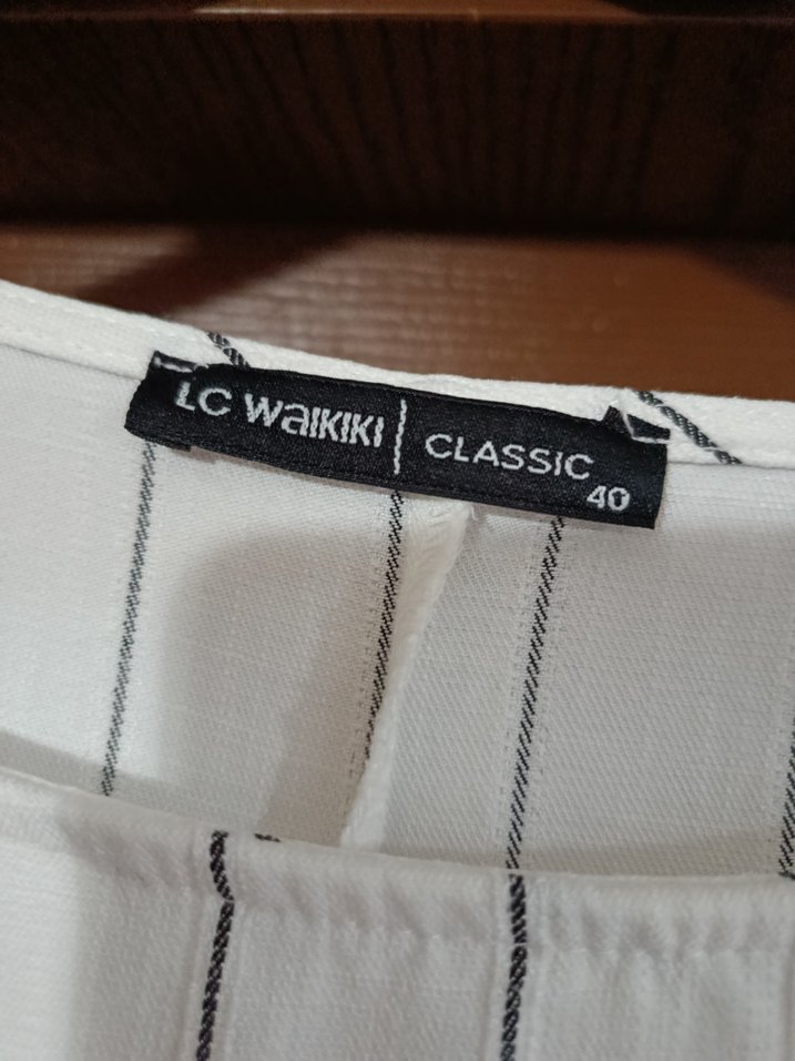 Çizgili Keten Midi Elbise - Görsel 5