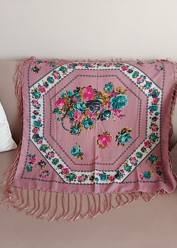 Pembe Püsküllü Bohem Kadın eşarp - Görsel 4