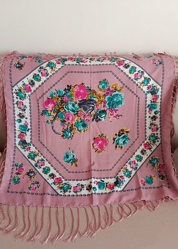 Pembe Püsküllü Bohem Kadın eşarp - Görsel 3