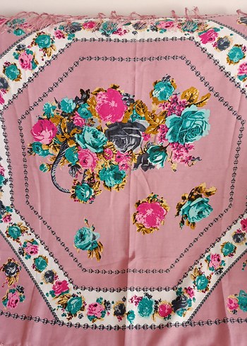 Pembe Püsküllü Bohem Kadın eşarp - Görsel 5