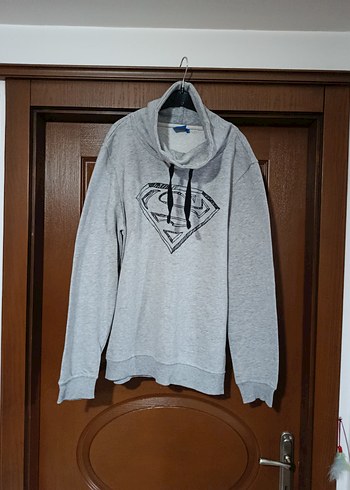 Gri Baskılı Kapüşonlu Erkek Sweatshirt - Görsel 2