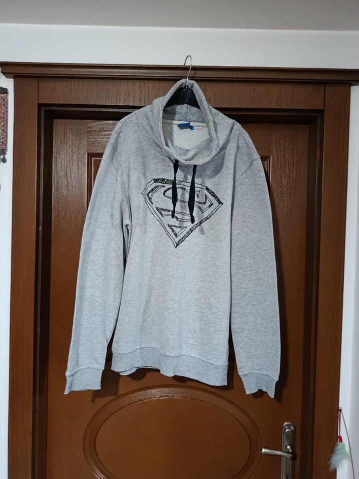 Gri Baskılı Kapüşonlu Erkek Sweatshirt - Görsel 2