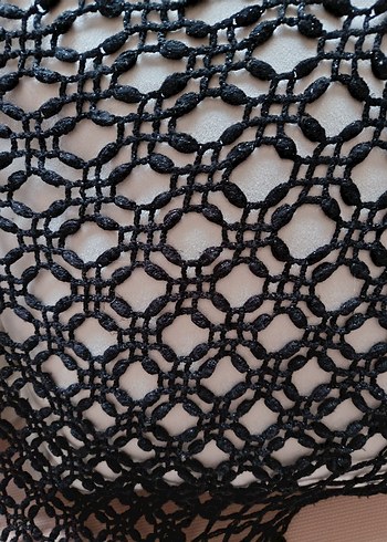 Siyah Dantel Örgü Kadın Şal - Görsel 2