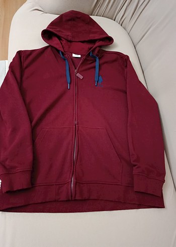 Bordo Kapüşonlu Fermuarlı Erkek Sweatshirt - Görsel 7