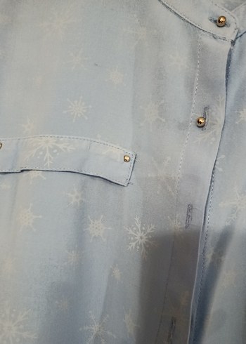 Mavi  Kadın Gömlek, Düğmeli, Salaş Kesim - Görsel 8