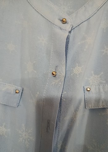 Mavi  Kadın Gömlek, Düğmeli, Salaş Kesim - Görsel 4