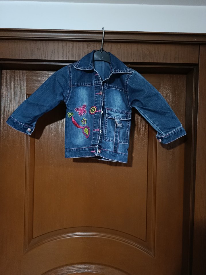 Renkli Nakışlı Kız Kot Ceket - Görsel 2