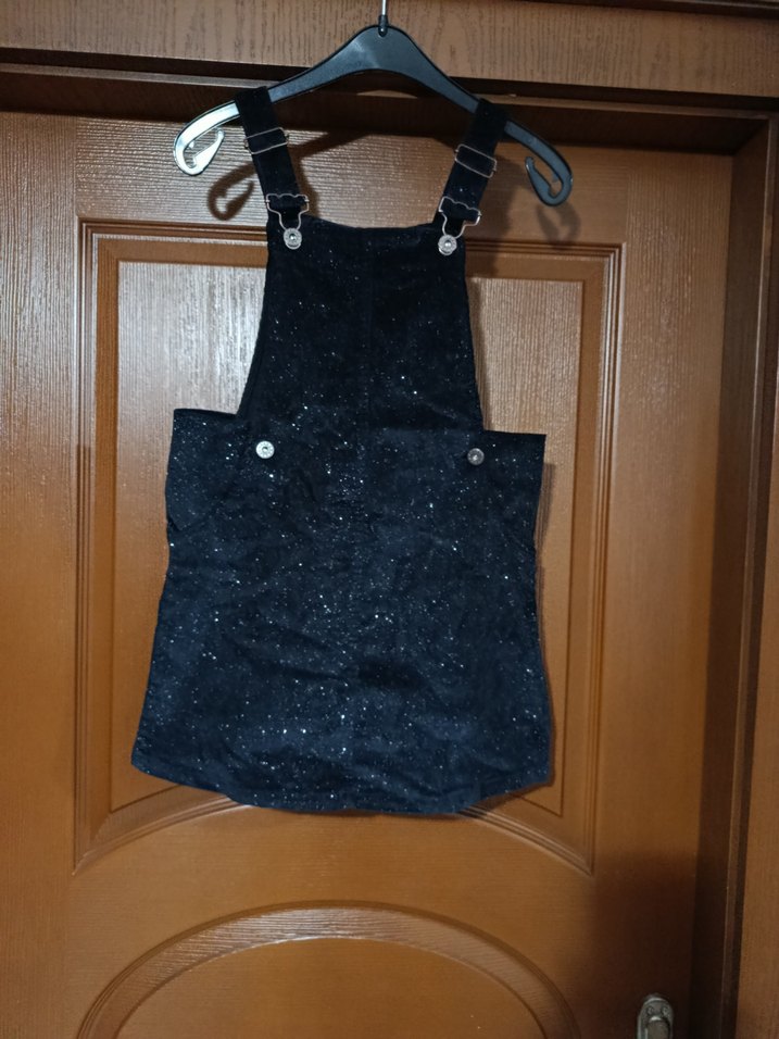 Kızlar İçin Siyah kadife Askılı etek - Görsel 2