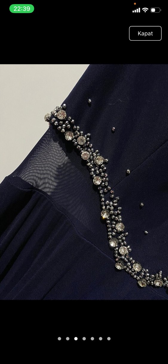 Kadın Lacivert Uzun Piliseli Abiye Elbise - Görsel 3