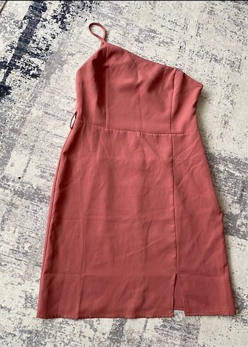 Pembe Kemerli Midi Elbise - Görsel 3