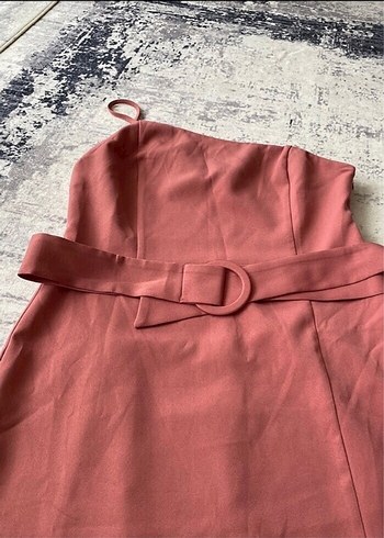 Pembe Kemerli Midi Elbise - Görsel 2