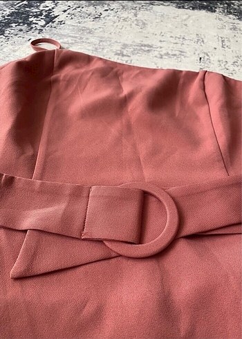 Pembe Kemerli Midi Elbise - Görsel 4