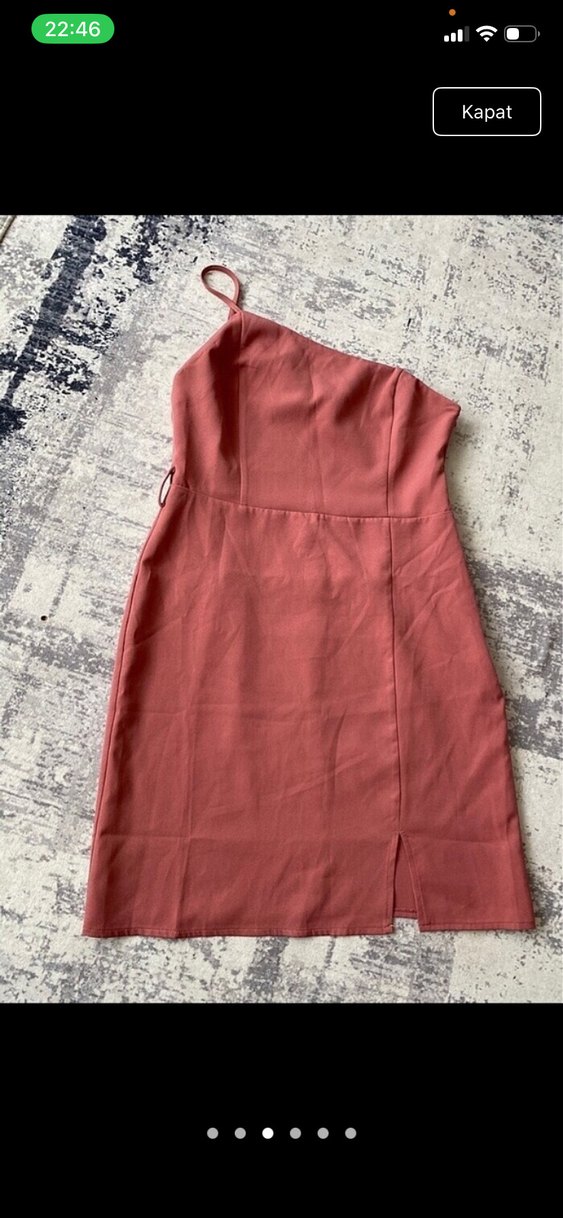 Pembe Kemerli Midi Elbise - Görsel 3