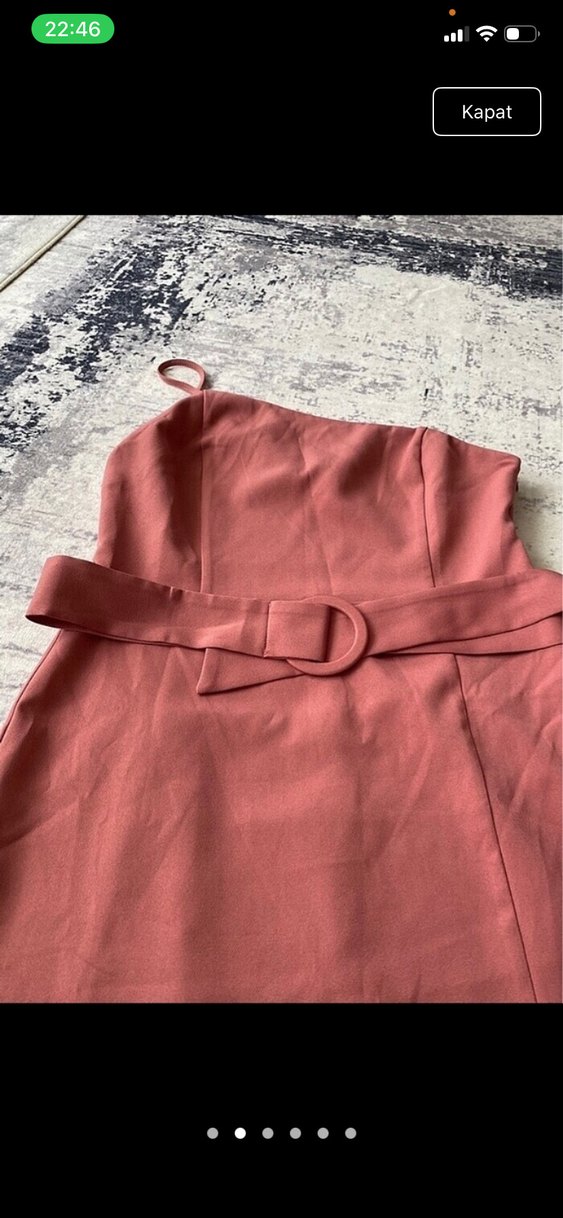 Pembe Kemerli Midi Elbise - Görsel 2