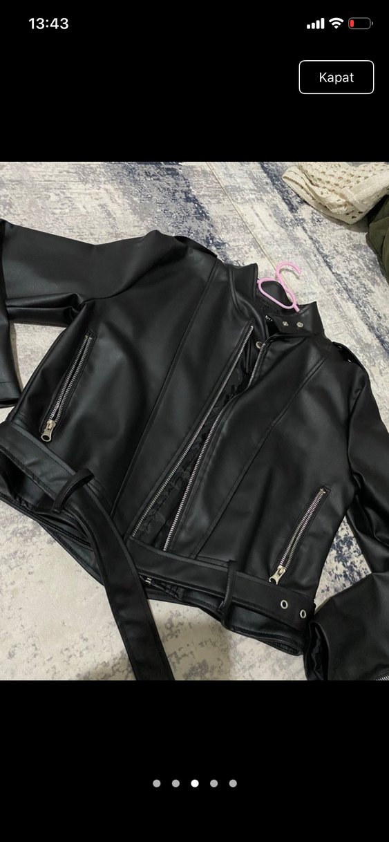 Siyah Deri Kemerli Kadın Ceket - Görsel 3