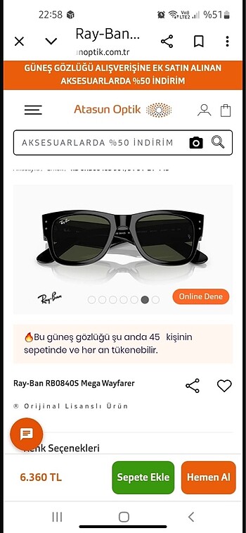 RAYBAN GÜNEŞ GÖZLÜĞÜ