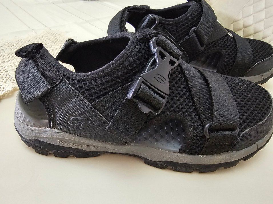 Skechers Erkek Siyah Spor Sandalet Velcro Bantlı - Görsel 3