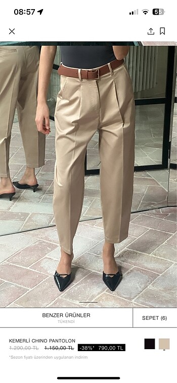 Zara Zara kemerli chino pantolon