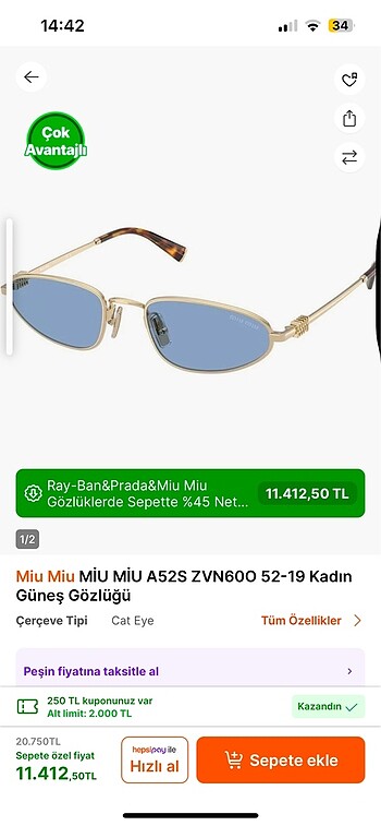 Miu Miu Miu miu güneş gözlüğü