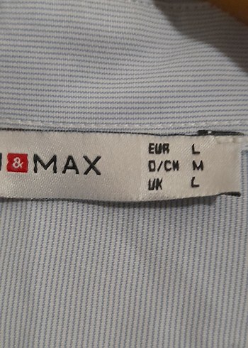 l Beden mavi Renk mudo mavi cizgili Keten Kadın Gömlek, Uzun Kollu, Düğmeli