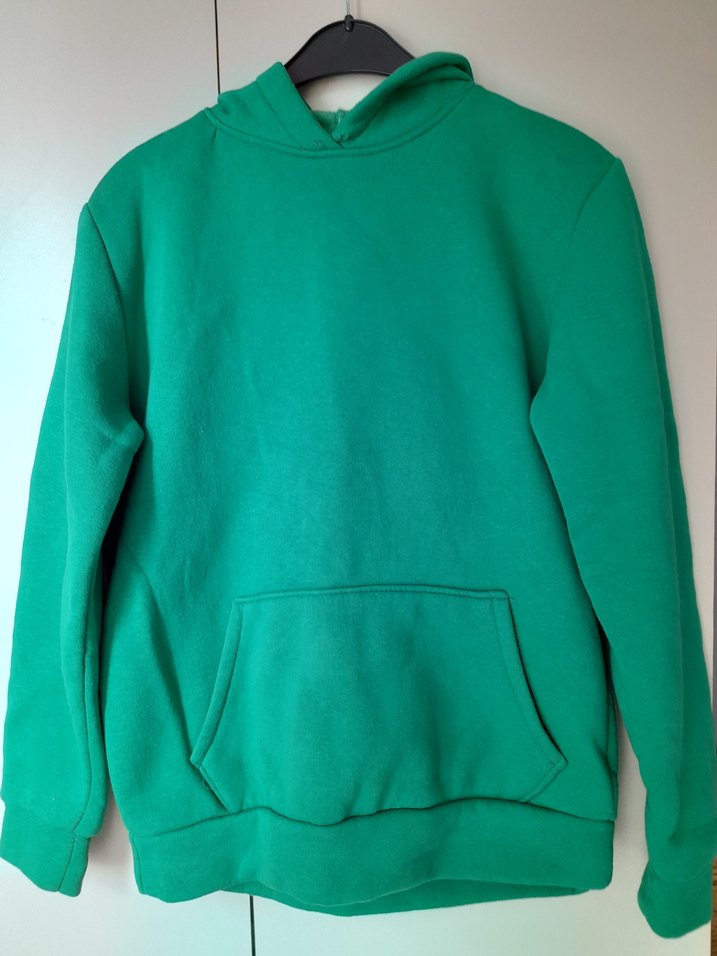 Yeşil Kapüşonlu Basic Sweatshirt - Görsel 2
