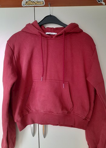 Bordo Kapüşonlu Kadın Sweatshirt
