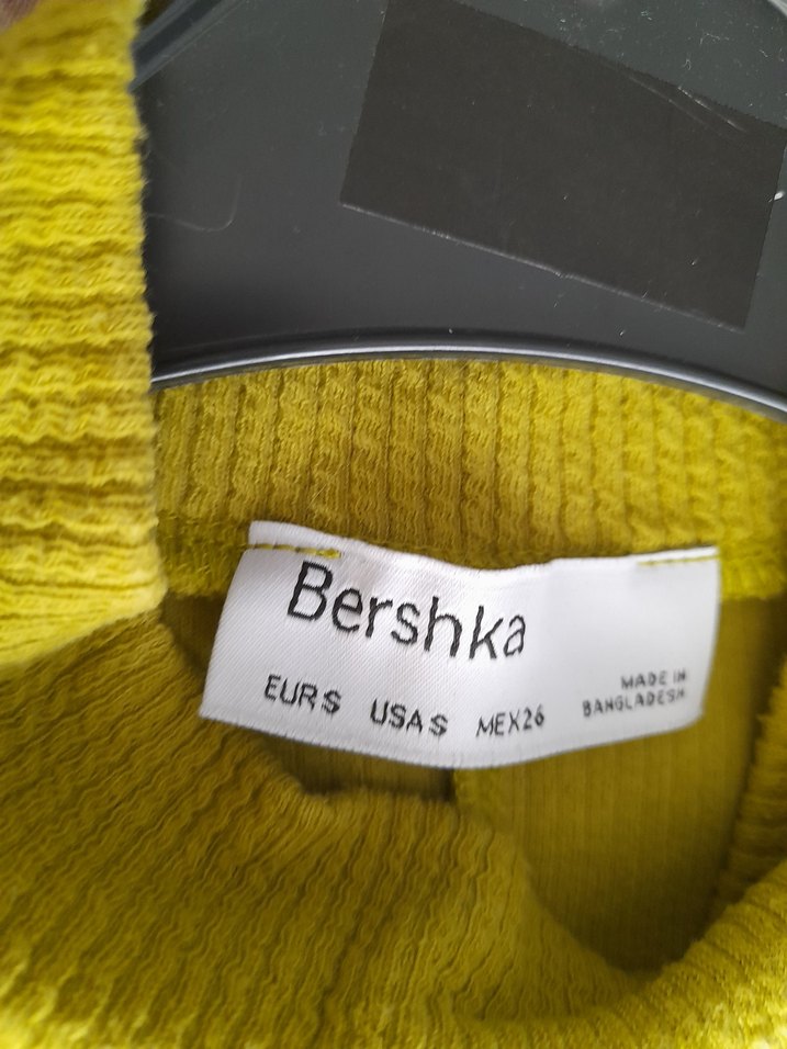 yesil Yüksek Yakalı Kadın licrali  bluz crop - Görsel 3