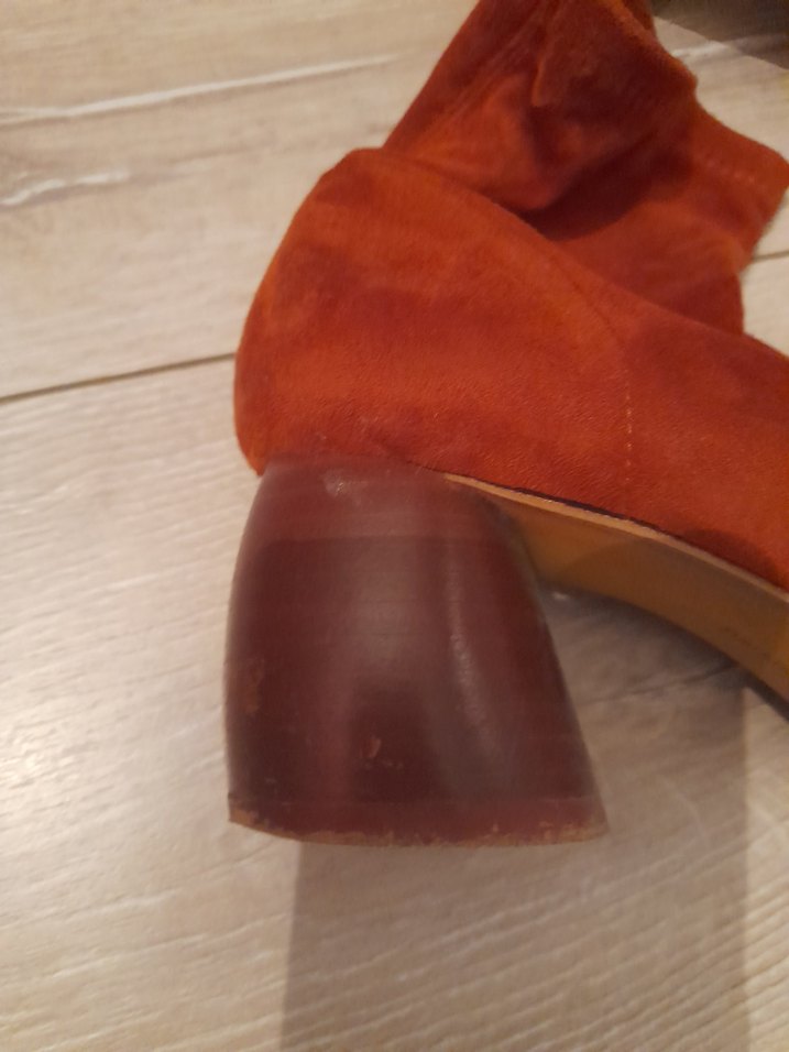 bershka kiremit Süet Dolgu Topuklu Kadın Bot - Görsel 4