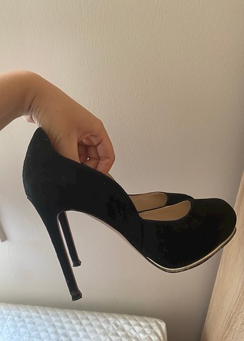 35 Beden siyah Renk Siyah Süet Stiletto Topuklu Kadın Ayakkabı