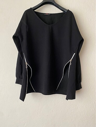 Fermuar Detay Oversize Sweatshirt