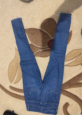 Düğmeli Mavi Kadın Denim Pantolon - Görsel 2