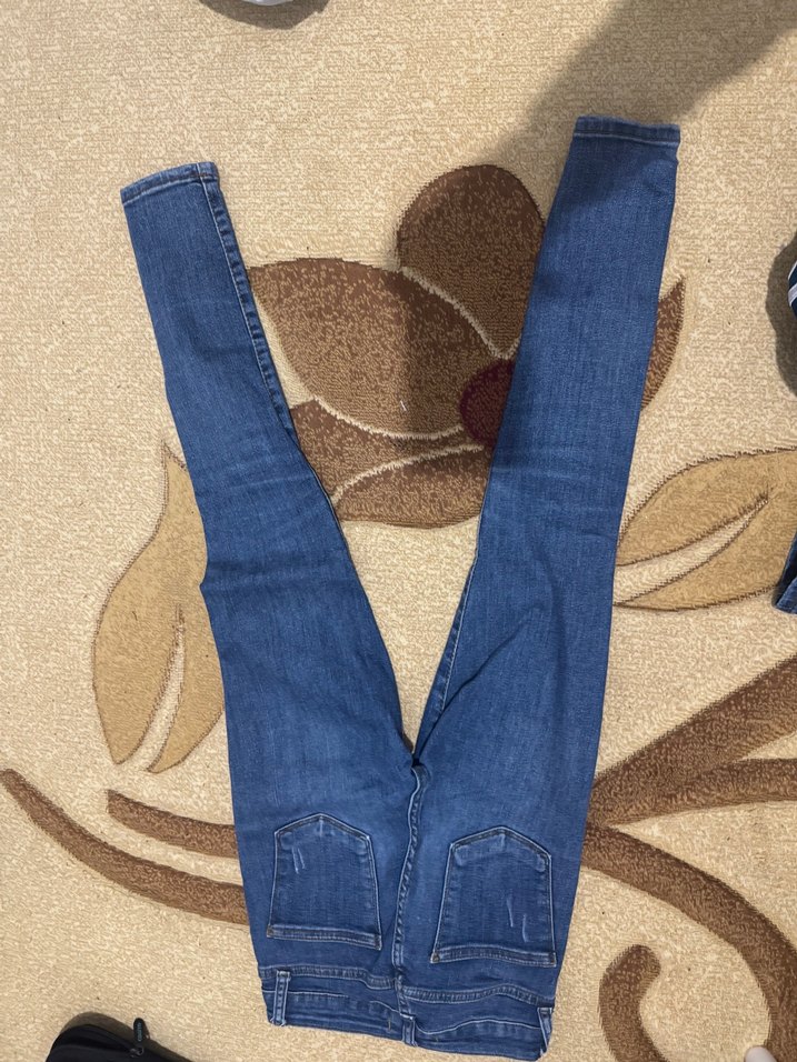 Düğmeli Mavi Kadın Denim Pantolon - Görsel 2