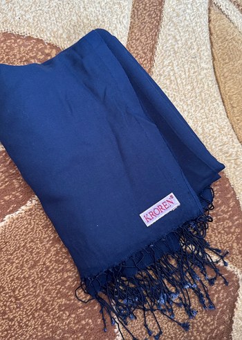 Lacivert Kadın Bohem Şal, Püsküllü - Görsel 2