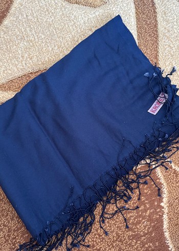 Lacivert Kadın Bohem Şal, Püsküllü - Görsel 3